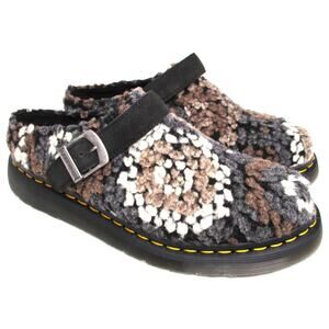 New Dr. Martens Isham Tan Crochet Wool Suede Mules Unisex M10 EU43 / W11